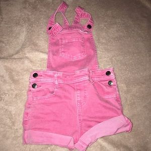 Cat & Jack pink distressed overalls. Size S, 6/6X